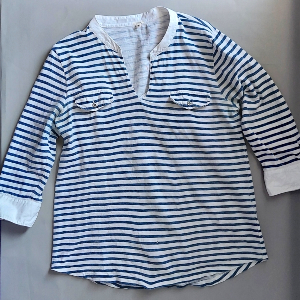 JCREW Navy stripe, Split neck, Medium top